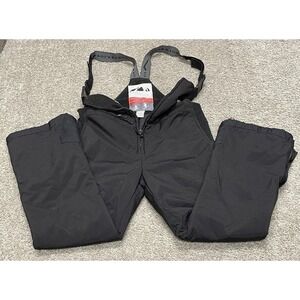 Polar Edge Silver Ski Snow Bib Overall Pants Youth Lg Black Water Wind Proof Zip